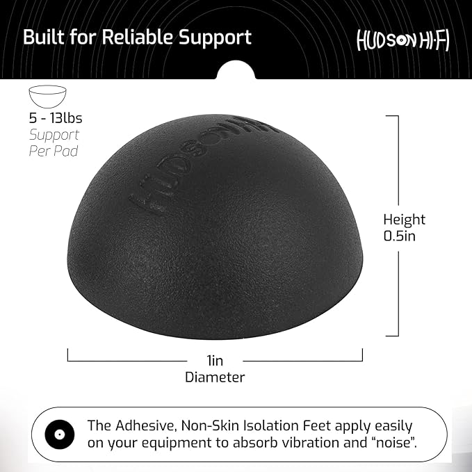 Silicone Speaker Isolation Feet (4-Pack, 1") – Non-Skid Adhesive Pads for Turntable, Subwoofer & Audio Gear – Anti-Vibration Damping, 20 Duro Rubber
