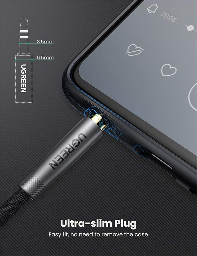 UGREEN 3.5mm Audio Cable Nylon Braided Aux Cord Male to Male Stereo Hi-Fi Sound for Headphones Car Home Stereos Speakers Tablets Compatible with iPhone iPad iPod Echo More 6FT
