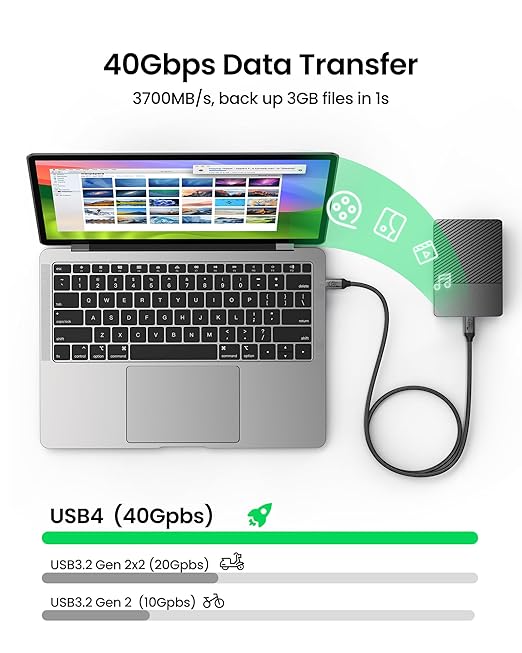Silkland USB 4 Cable for Thunderbolt 4 Cable 1FT, 40Gbps USB C Data Cable, 240W PD 3.1 Fast Charging, 8K/5K@60Hz, Short USB C Thunderbolt Cable, Compatible for SSD, MacBook, Docking, Hub, iPhone 16/15