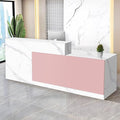 Reception Desk with Counter Modern Checkout Counter with Lockable Drawer Keyboard Tray Receptionist Desk for Office Salon Reception Table P Right 63inch/160cm