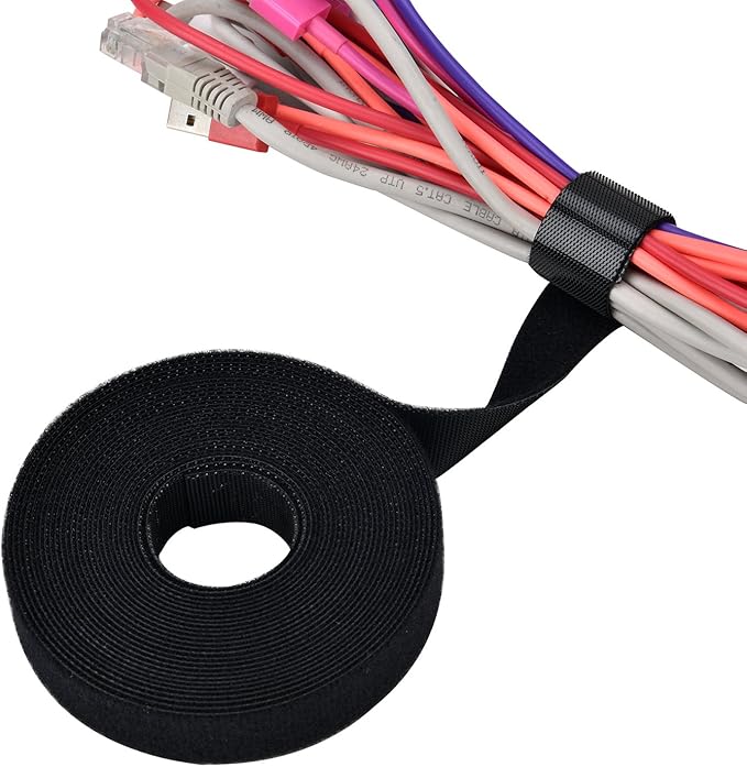 Pasow fastening tape Cable Tie Double Side Nylon Power Wire Management 3/4Inch 1 Roll Hook (5 Yards, Style 2)