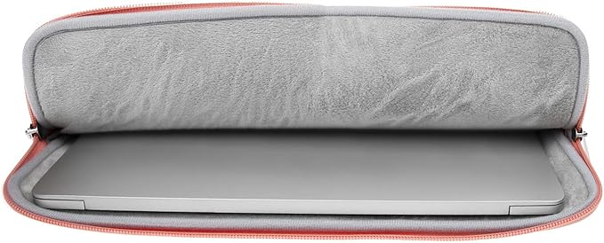 RAINYEAR 11 Inch Laptop Sleeve PU Suede Leather Case Protective Padded Cover Water Resistant Carrying Bag Compatible with 11.6 MacBook Air Surface Pro for 11 Notebook Computer Tablet Chromebook(Coral)