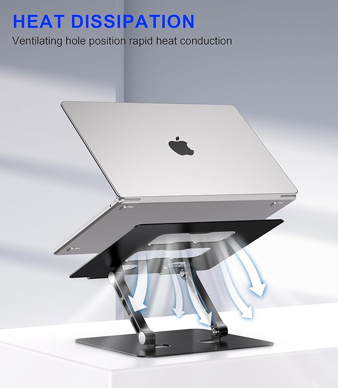Adjustable Laptop Stand,Ergonomic Foldable Notebook Computer Holder.Compatible with MacBook iPad Dell HP Lenovo ThinkPad Acer ASUS Samsung and More 10-17" Laptops Tablets,Black