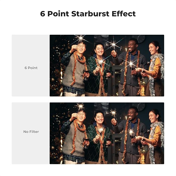 K&F CONCEPT 55mm Star Filters Kit (3pcs) 4 Points 6 Points 8 Points Cross Screen Starburst Filters Set -18 Layer Coating Ultra Slim Optical Glass Camera Lens Filter with 3 Cleaning Cloth