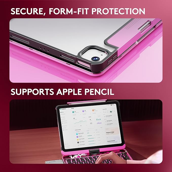 GUSGU Transparent Case with Wireless Keyboard for iPad 10.2-in (7th, 8th, and 9th Gen), 7 Colors Backlight, Trackpad, 360°Rotating Stand, Tech Style
