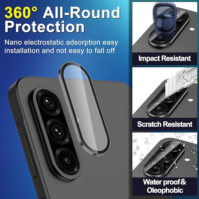 for Samsung Galaxy A26 Camera Lens Protector, Individual Metal Ring Tempered Glass Lens Cover, [Strong Adsorption] Scratch Resistant Ultra-Thin HD Clear Lens Cover, 1 Set-Black