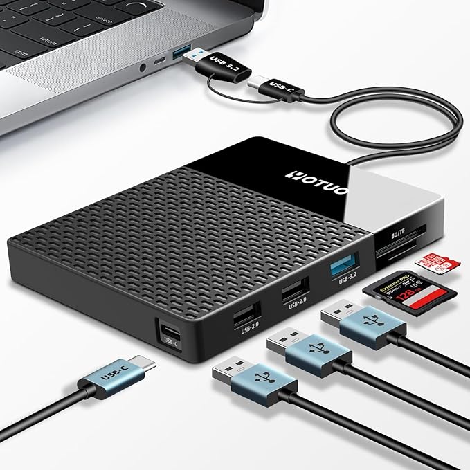 2TB Docking Station External Hard Drive Storage, USB-C Hub + HDD 7-in-1, USB 3.0, SD/TF Card, HDD for Windows, Mac, Android, TV, Phone, Laptop, Desktop, PC