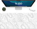 Gaming Mouse Mat Forest Background Pattern XXL XL Large Mouse Mat Long Extended Mouse Pad Desk Mat Non-Slip Rubber Mice Pads Stitched Edges Thin Pad (Topographic Map White)