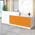 Reception Desk with Counter Modern Checkout Counter with Lockable Drawer Keyboard Tray Receptionist Desk for Office Salon Reception Table U Right 55inch/140cm