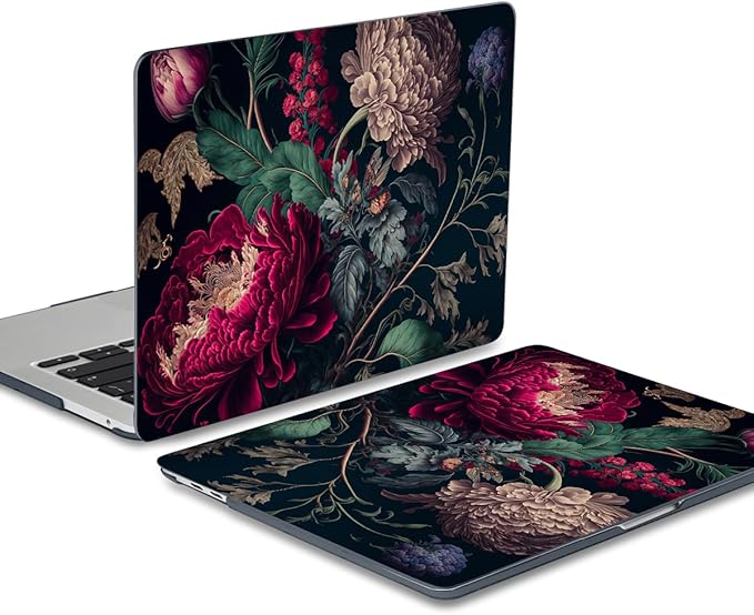 Batianda Design Case for M1 MacBook Air 13 Inch Model A2337 A2179 A1932 2021 2020 2019 Release,3D Stylish Designed Hard Shell with Keyboard Cover & Screen Protector, Vintage Flower