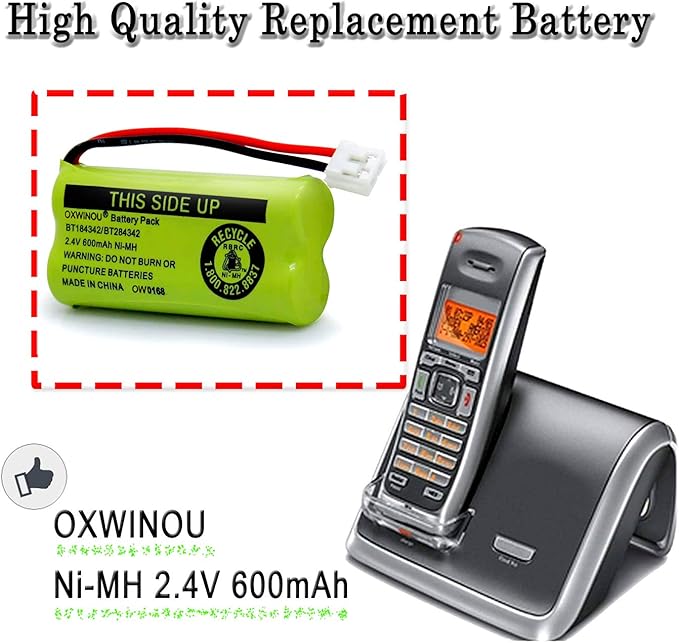 2.4v BT184342 BT284342 BT18433 BT28433 BT183348 BT283348 BT-1011 Replacement Battery Compatible with Phone CS6209 CS6219 CS6229 DS6151 89-1330-01-00 CPH-515D(2-Pack)