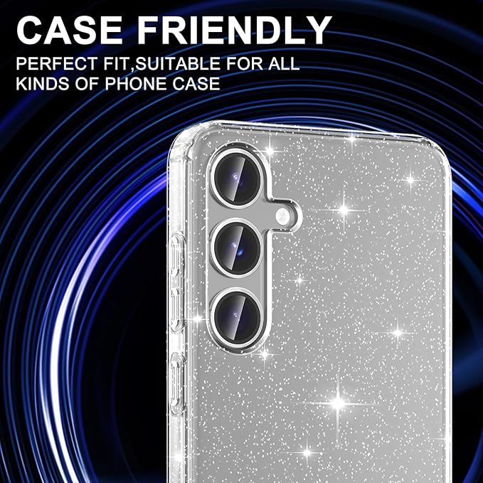 for Samsung Galaxy S25 Camera Lens Protector, Individual Metal Ring Tempered Glass Lens Cover, [Strong Adsorption] Scratch Resistant Ultra-Thin HD Clear Lens Cover, 1 Set-Silvery