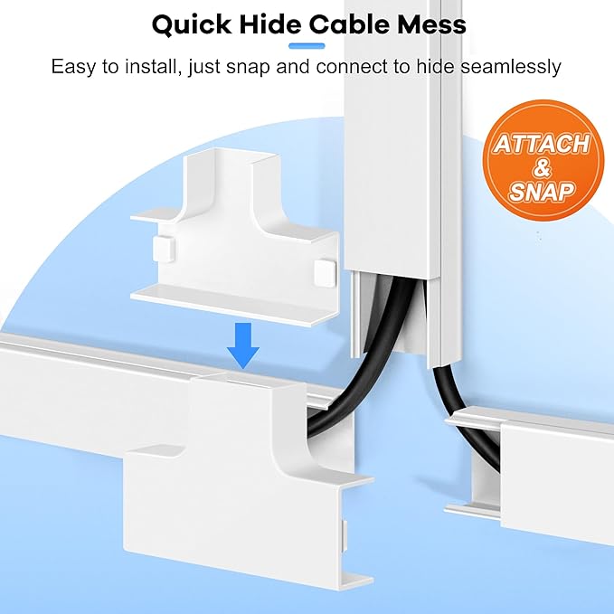 126in Cord Hider Kit, TV Wire Covers for Wall, Paintable Cable Management Kit, Cable Cover for Mounted TV, Hide Wires Along Wall, Brown Cord Cover, 8xL15.7in W0.95in H0.55in