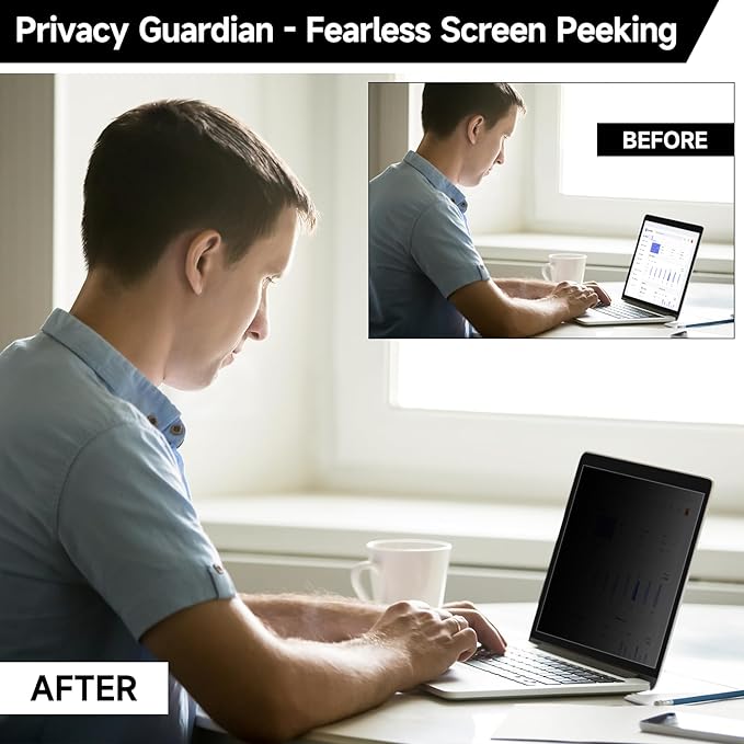 15.6 Inch 1920x1080 Laptop Privacy Screen Filter, Anti Blue Light Glare & Anti Scratch Computer Privacy Shield for 15.6" with 16:9 Aspect Ratio Laptop