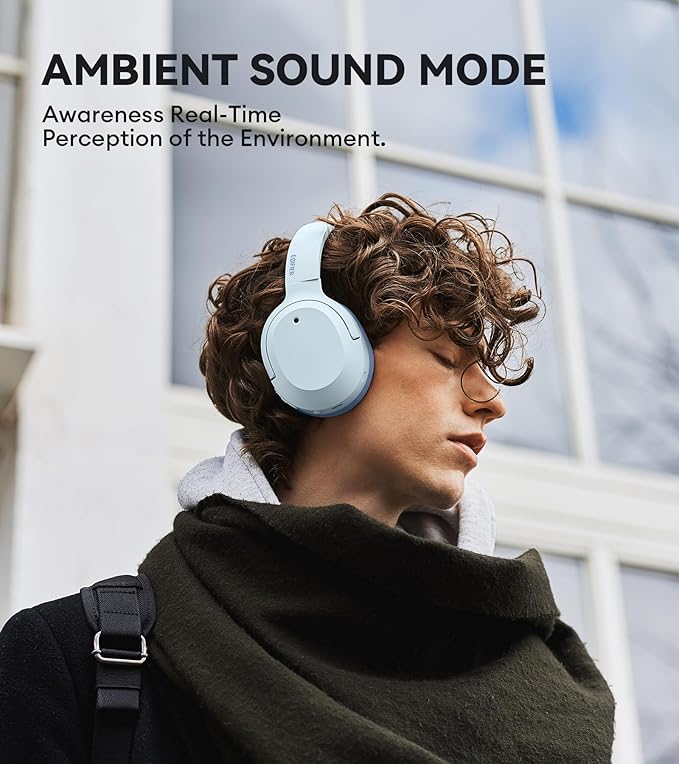 Edifier W820NB Plus Hybrid Active Noise Cancelling Headphones - LDAC Codec - Hi-Res Audio Wireless & Wired - Fast Charge - 49H Playtime - Over Ear Bluetooth V5.2 Headphones- Blue