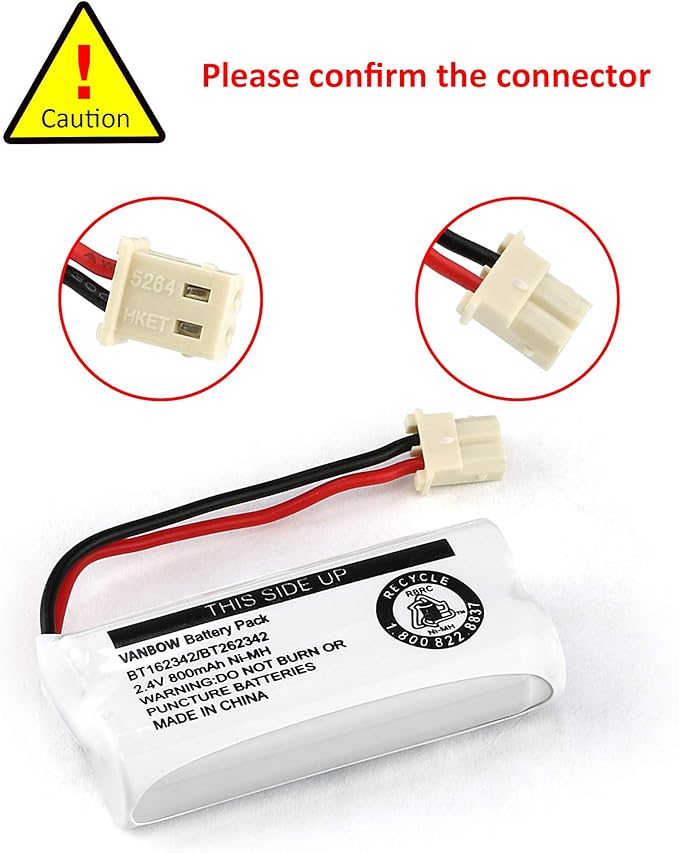 Battery BT162342 / BT262342 BT183342/BT283342 BT166342/BT266342 2.4v 800Mah Battery Pack for VTech CS6114 CS6419 CS6719 AT&T EL52300 CL80112 VTech CS6719-2 Cordless Handsets (Pack 4)