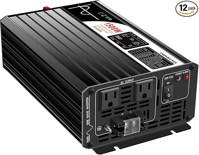 Xijia 1500W (Peak Power 3000W) Pure Sine Wave Inverter DC 60v to 120v Inverter 60HZ Solar Converter for Home Use car (DC60V (Range 50V-75V) 1500W)