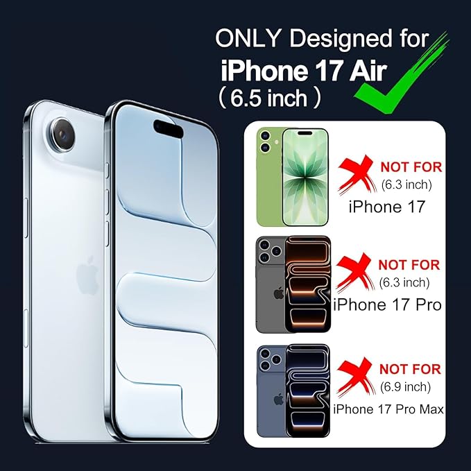 Battery Case for iPhone Air, Upgraded 12000mAh Rechargeable Portable Extended Battery Pack Supported Qi Wireless Charging Case Compatible with iPhone Air(6.5 inch) Charger Cover Power Bank (Black)