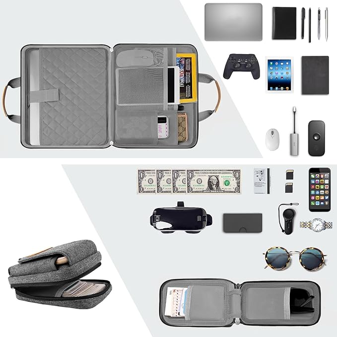 Laptop Case 15.6 Inch Briefcase Military-Grade Protection with Detachable Belt Bag, Compatible All Model of 15-16 Inch MacBook Pro and Most Popular 15.6 Inch Notebooks Chromebooks (Gray Black)