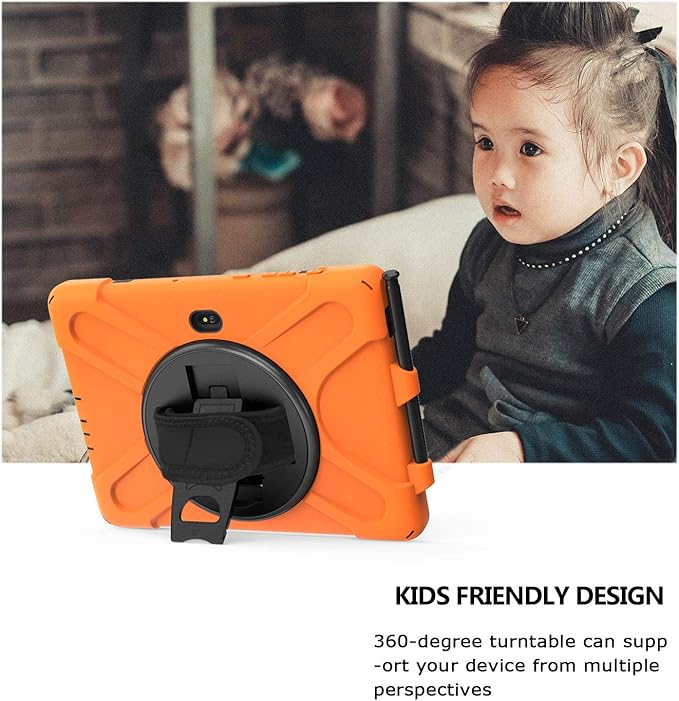 Rantice Case for Samsung Galaxy Tab Active5 PRO /Active4PRO /Active PRO 10.1, Shockproof Drop Protection Case with 360 Stand, Hand Strap & Shoulder Strap for SM-X350/X356B/T540/T547/T630/T638(Orange)