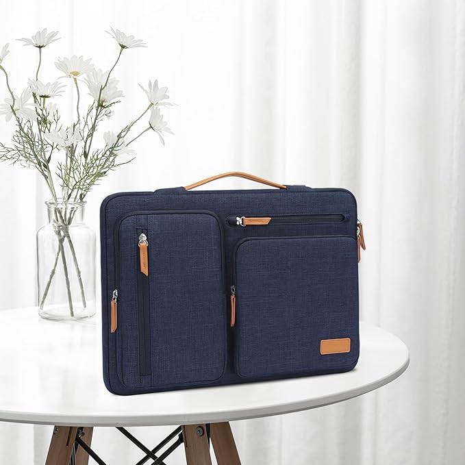 MOSISO 360 Protective Laptop Case 14 inch, 14 inch Laptop Sleeve Compatible with HP Lenovo Dell ASUS Acer, HP, Dell Latitude, Lenovo, Side Open Carrying Case with 4 Zipper Pockets&Handle, Navy Blue