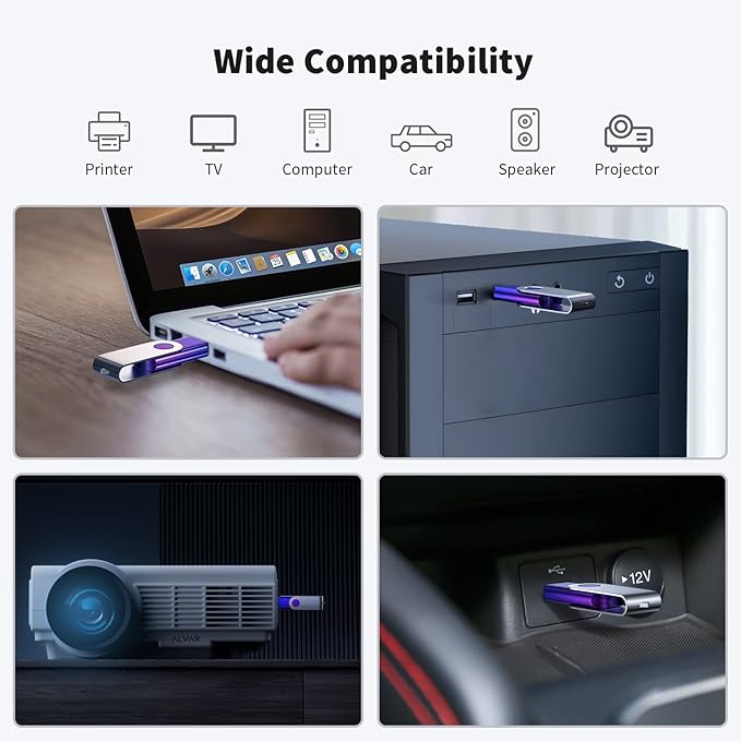 ABLAZE 4GB Flash Drive 2 Pack, USB 2.0 Thumb Drives with Lanyards Swivel USB Memory Stick 4GB（Green and Purple