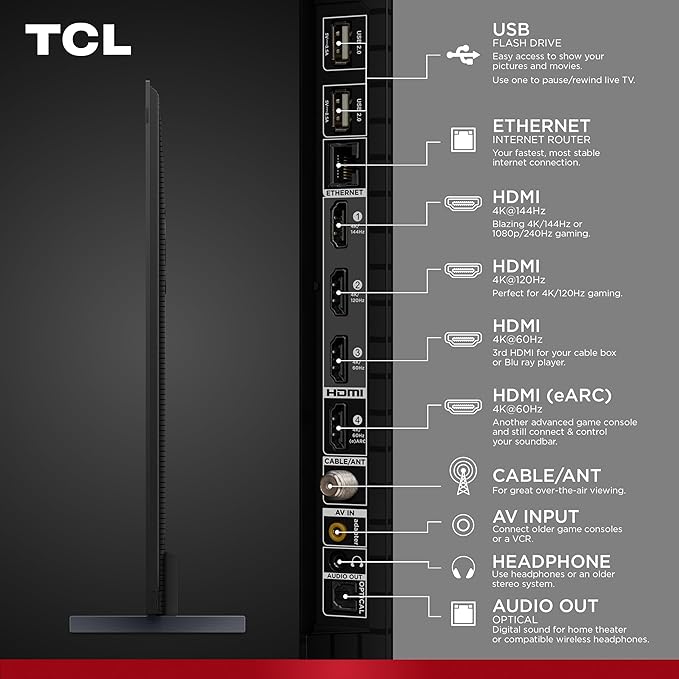 TCL 98-Inch Q65 QLED 4K UHD Smart TV with Google TV (98Q651G, 2024 Model) Dolby Vision, Dolby Atmos, HDR Pro+, Game Accelerator Enhanced Gaming, Voice Remote, Works with Alexa, Streaming Television