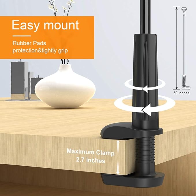 Phone Holder Bed Gooseneck Mount - Flexible Arm 360 Mount Clip Adjustable Bracket Clamp Stand Compatible with Cell Phone 11 Pro XS Max XR X 8 7 6 Plus 5 4, Samsung S10 S9 S8 for Bedroom Desk