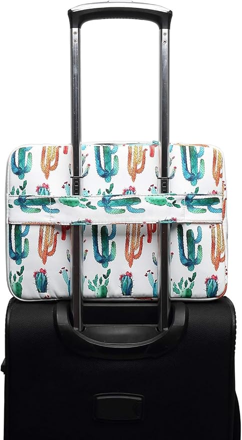 Canvaslove Cactus Corner and Bottom Rebound Bubble Cushioned Laptop Sleeve Bag case with Pockets and Handle For Macbook 14 inch,Surface Laptop 14.4 inch and 14 inch laptop