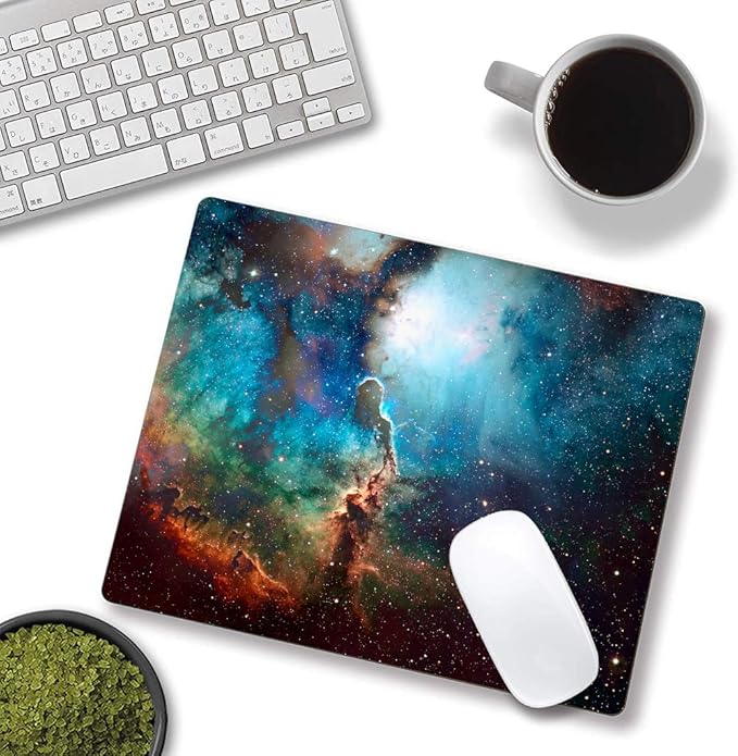 Mouse Pad, Galaxy Mouse Pad, Square Waterproof Mouse Pad Non-Slip Rubber Base MousePads for Office Laptop, 9.5"x7.9"x0.12" Inch(Blue Galaxy)