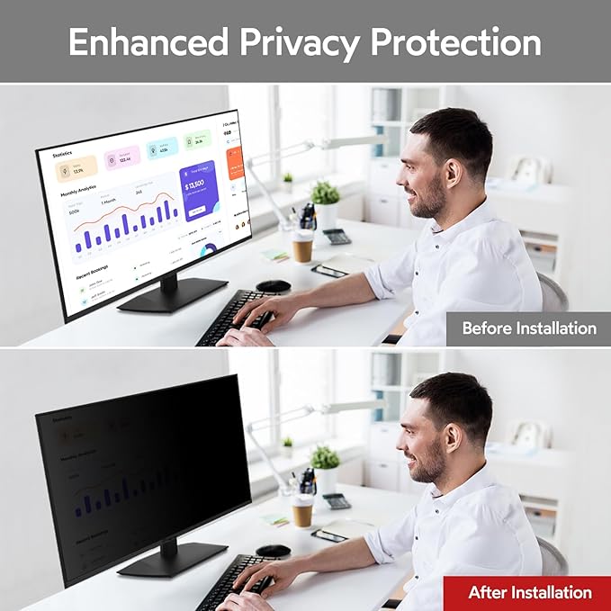 BERSEM 22 Inch Monitor Computer Privacy Screen Filter for 16:9 Ratio Removable Monitor Anti-Glare & Privacy Filters for 22 Inch, Anti Blue Light, Anti-Spy, Anti-Scratch, UV-Blocking