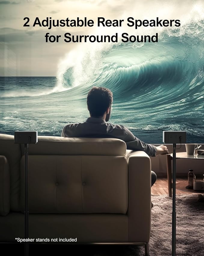 ULTIMEA 5.1 Virtual Surround Sound Bar, 320W Home Theater Surround System with Adjustable Speakers & Subwoofer, TV Speaker Soundbar, Sound Bar for Smart TV, Bluetooth 5.3, Easy Setup, Poseidon D50