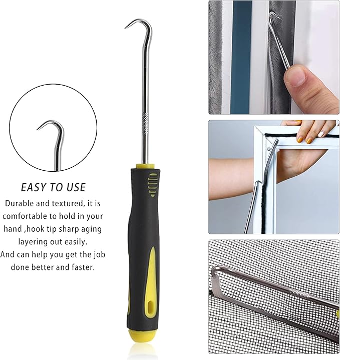 BAYTORY 3Pcs Screen Tool, Window Screen Spline Roller Tool with Wooden Handle and Steel/Nylon Bearing Wheels, Mesh Screen Door Repair Kit Easy to Use