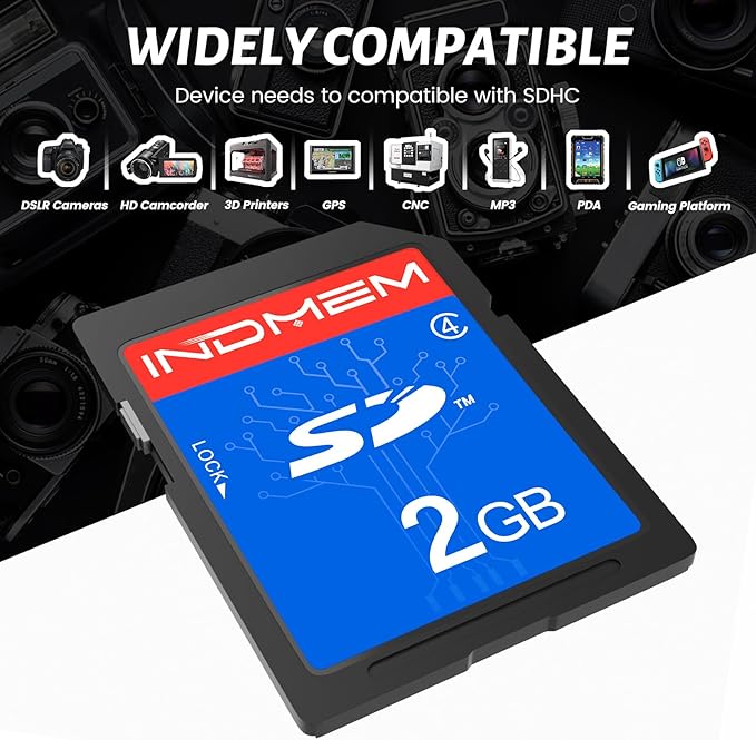 INDMEM 2GB SD Card, 10 Packs Class 4 2GB Flash Memory Card MLC Standard Secure Digital Cards Camera Card