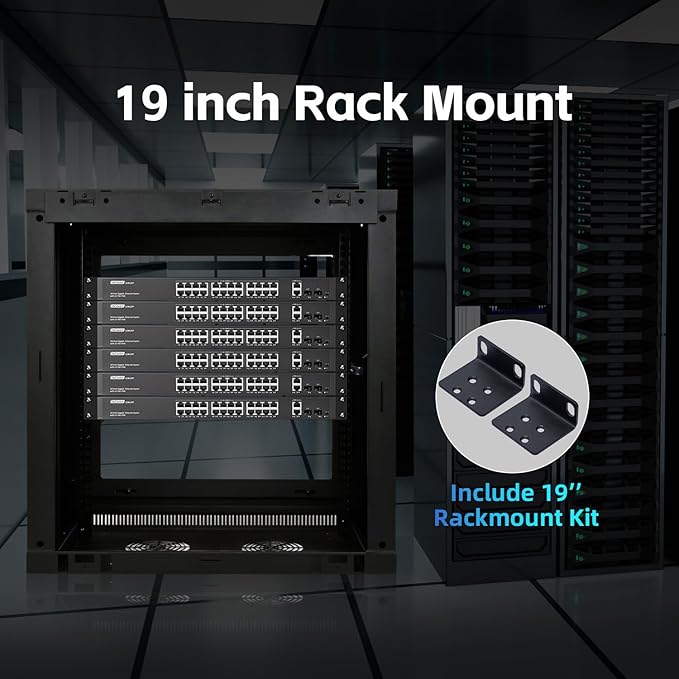 24 Port Full Gigabit PoE Switch with 2 GE Uplink, 2 Gigabit SFP, IEEE802.3af/at Max 400W, YuLinca Unmanaged Rackmount Switch with VLAN and AI Watchdog