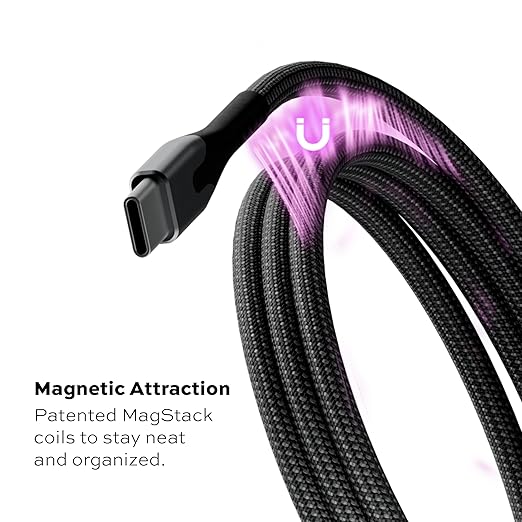 Statik MagStack Pro USB C to USB C Cable, Clutter-Free Magnetic Type C Charger Fast Charging Cord, Magnetic Charging Cable, Compatible with iPhone 16 Pro Max, 15, Galaxy S21, 100W 6FT/2M, 3-Pack