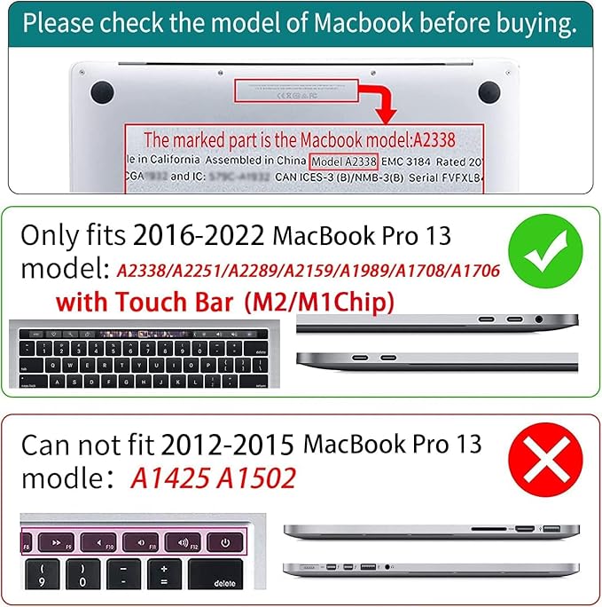 Teryeefi for MacBook Pro 13 inch Case 2025 2024 2022 2021 2019 2018 2017 2016 Release fits Model A2338 M2 M1/A2289/A2251/A2159/A1989/A1706, Design Hard Shell with Keyboard Cover Dust Plug, Heart A002