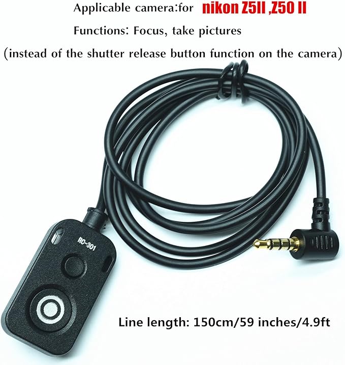 The RC301-DC3 Substitution for Nikon mc-dc3 Remote Release The 150cm/59in Small Remote Control of The Shutter Release Button Z5II/Z50 II Second-Generation Cameras z50ii /z5 ii (RC301-DC3)