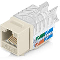 Everest 45° Angled RJ45 Cat6 Keystone Jacks 10-Pack in Ivory - Slim Profile Female RJ45 Connectors - Cat 6 Keystone Jack - Compatible with 45° Angled Speed Termination Tool - 45Term (B0BL3GS7ZY)