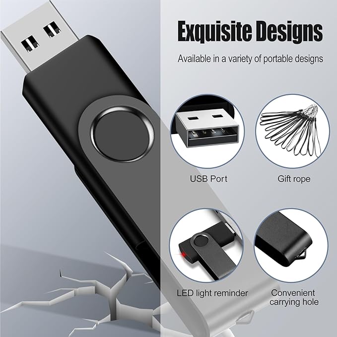 EASTBULL 8GB USB Flash Drive Bulk Thumb Drives 20 Pack with Lanyards USB 2.0 8GB Memory Sticks Zip Drive Pen Drive for Storage and Backup Black 20PCS