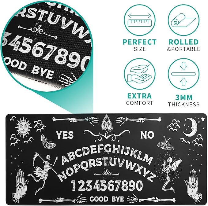 Mysterious Spirit Goth Gaming Mouse Pad 31.5x11.8 Inch Large Desk Mat Black Extended Pads Big Mousepad Non-Slip Rubber Base Keyboard Mat with Stitched Edges for Gaming Laptop Computer PC Desktop