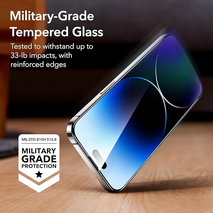 ESR 3 Pack for iPhone 14 Pro Max Screen Protector, [9H Hardness] [Military Grade Shatterproof] Tempered Glass Film with Easy Installation Tool, HD Clear, Scratch Resistant