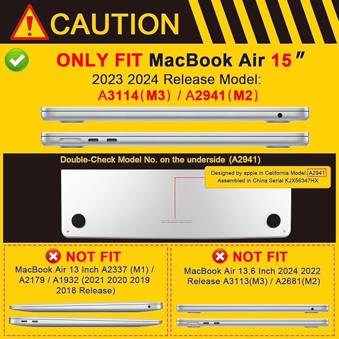 Batianda Premium Case for New MacBook Air 15 inch 2025 2024 2023 with M4 M3 M2 Chip, Designed Black Protective Plastic Hardshell & Keyboard Cover & Screen Protector, Cosmonaut