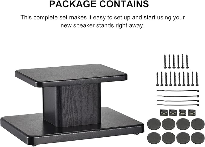 MECCANIXITY Wood Speaker Stands, 2 Pack 19.7 Inch (50cm) Universal Speaker Stand Hollowed Bases Enhanced Audio Listening for Home Theaters Cinema