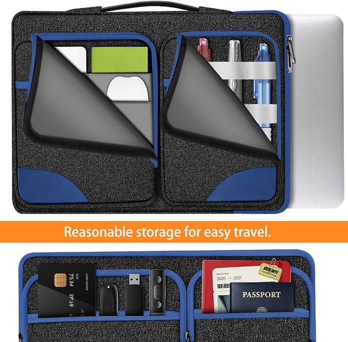 Hseok Laptop Sleeve 15 15.6 16 inches Case Protective PC Briefcase for Commuting and Business Trip，Blue