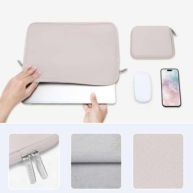 MOSISO Laptop Case 13.3 inch, 13-13.3 inch Laptop Sleeve Bag Compatible with MacBook Air/Pro 13 / Pro 14, HP Dell ASUS Lenovo Notebook, Neoprene Computer Sleeve Bag with Small Case, Rock Gray