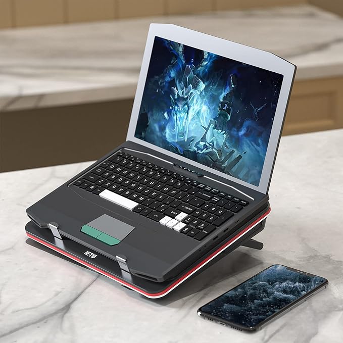 GT500 Powerful Turbo-Fan (4200 RPM) Laptop Cooling Pad with Infinitely Variable Speed,Seal Foam for Rapid Cooling Gaming Laptop,Dust Filter for Protect Laptop,13-17.3inch Laptop Cooler