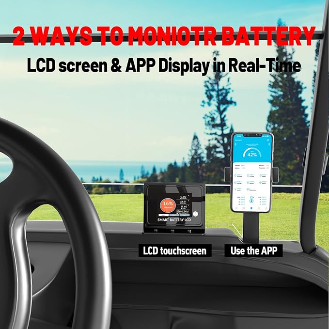 36V 166Ah Golf Cart Lithium LiFePO4 Battery with Charger and 200A BMS Grade A Cells Deep Cycle Rechargeable Battery,10000+ Cycles,Perfect for Golf Cart,Off Grid Applications (36V 166Ah-GC)