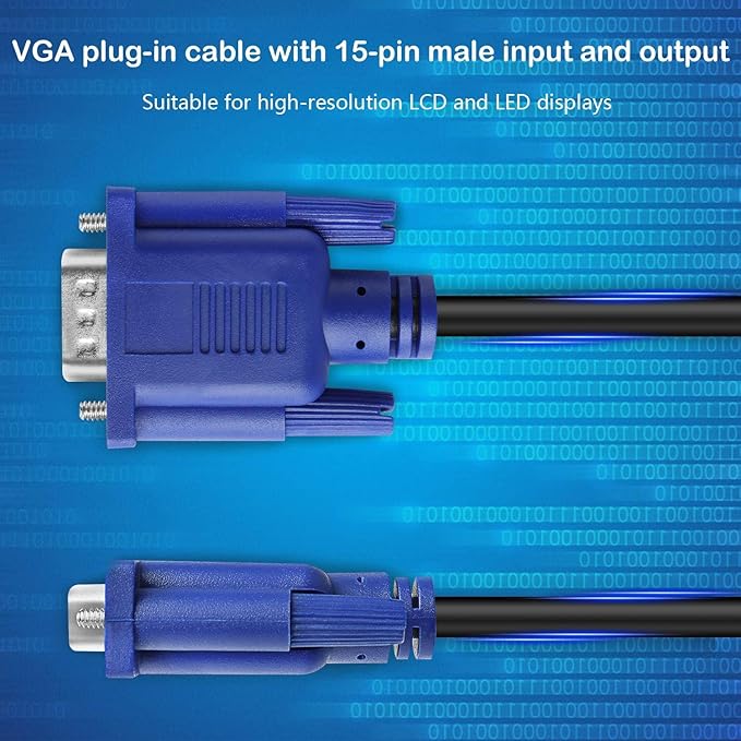 PASOW VGA to VGA Monitor Cable HD15 Male to Male for TV Computer Projector (30 Feet)