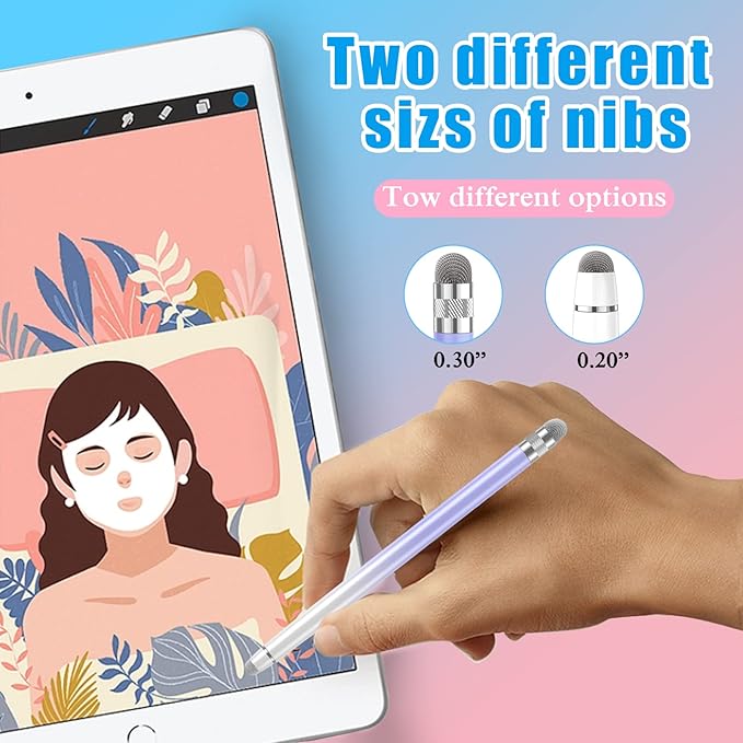 2PCS Stylus Pens for Touch Screens, Stylus Pen for iPhone/iPad/Tablet Android/Microsoft Surface, Compatible with All Touch Screens(Purple/Blue)
